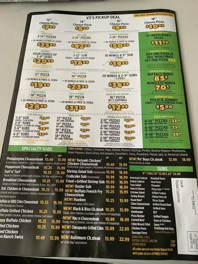 V3 Pizza & Subs